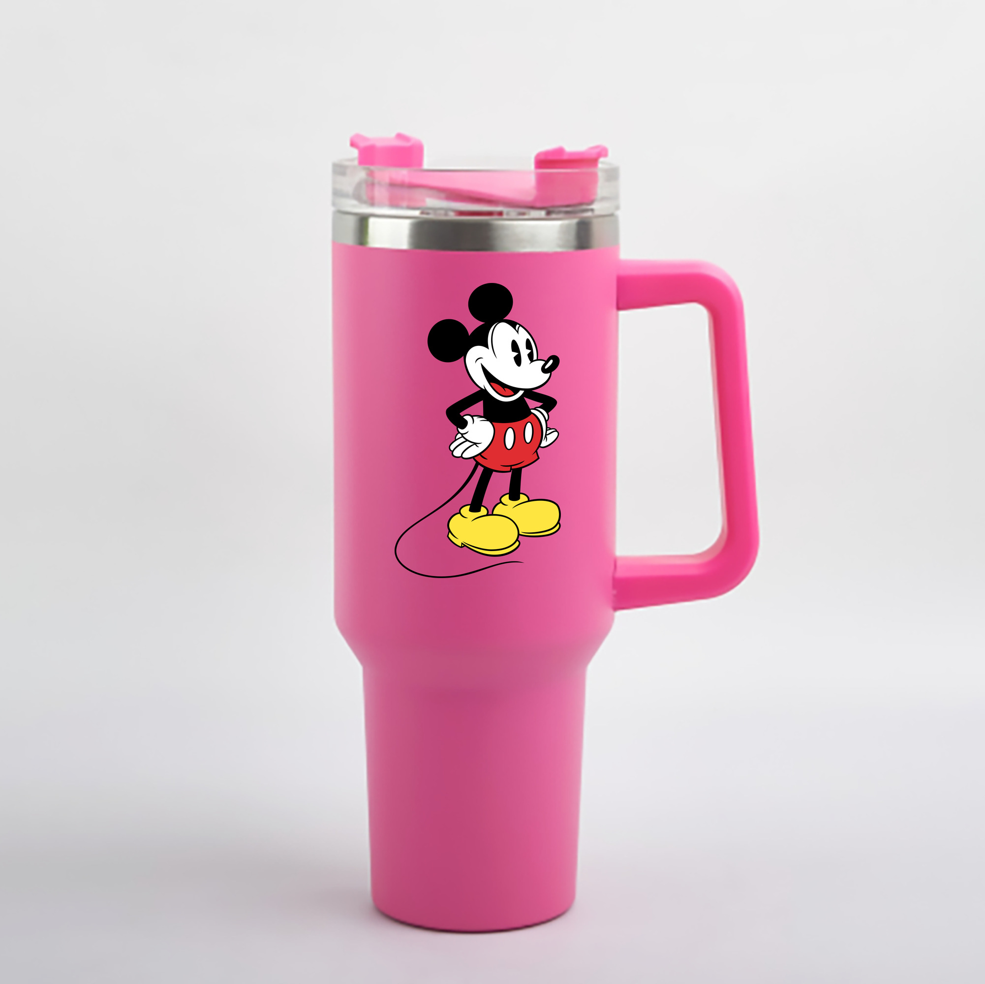 （画像用） ミッキーマウス Mickey Mouse 1200mL車用タンブラー - クリスタルステッカー（プラスチックストロー付き）